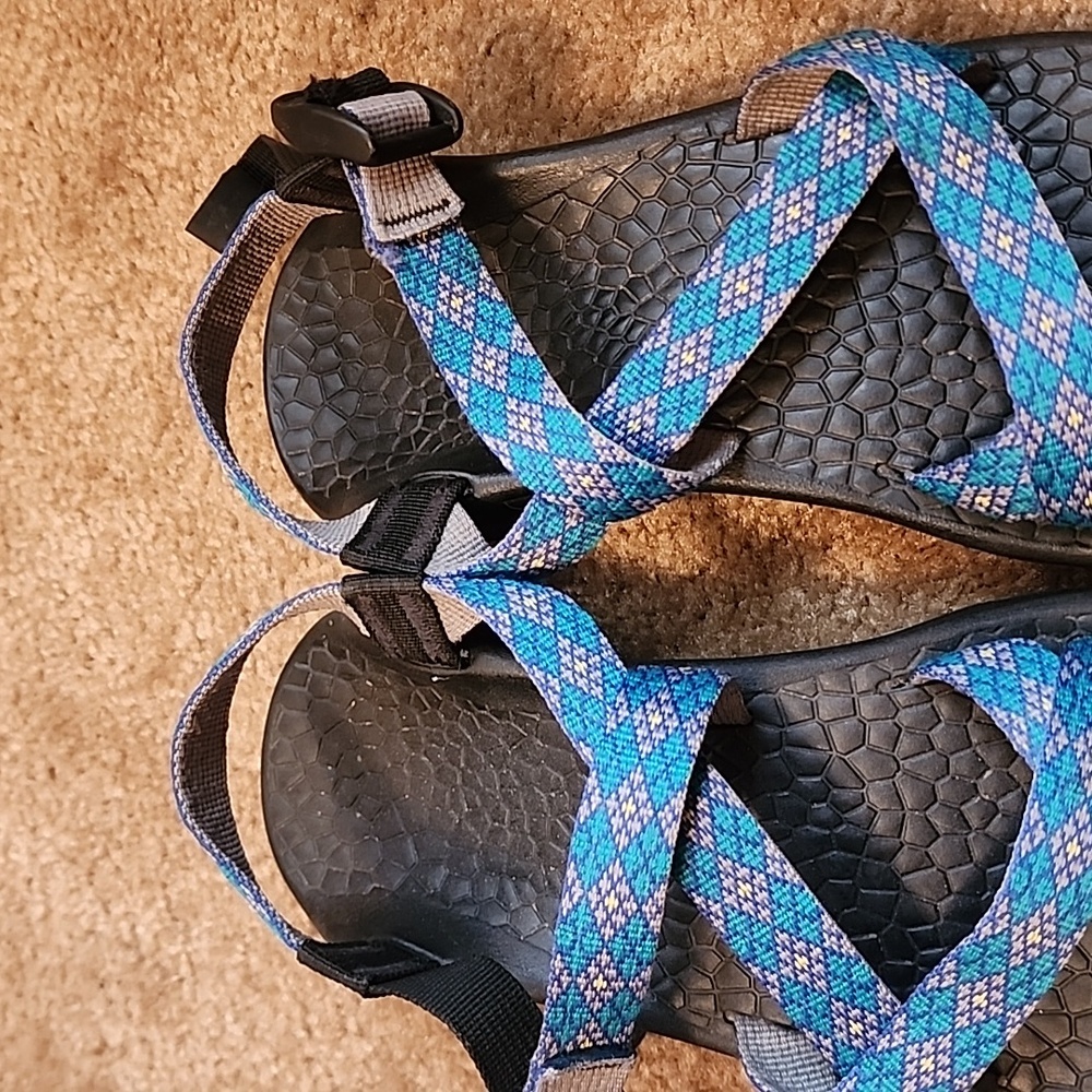 Chaco Classic Z/2 Sandals in Teal purple diamond weave - Picture 3 of 13